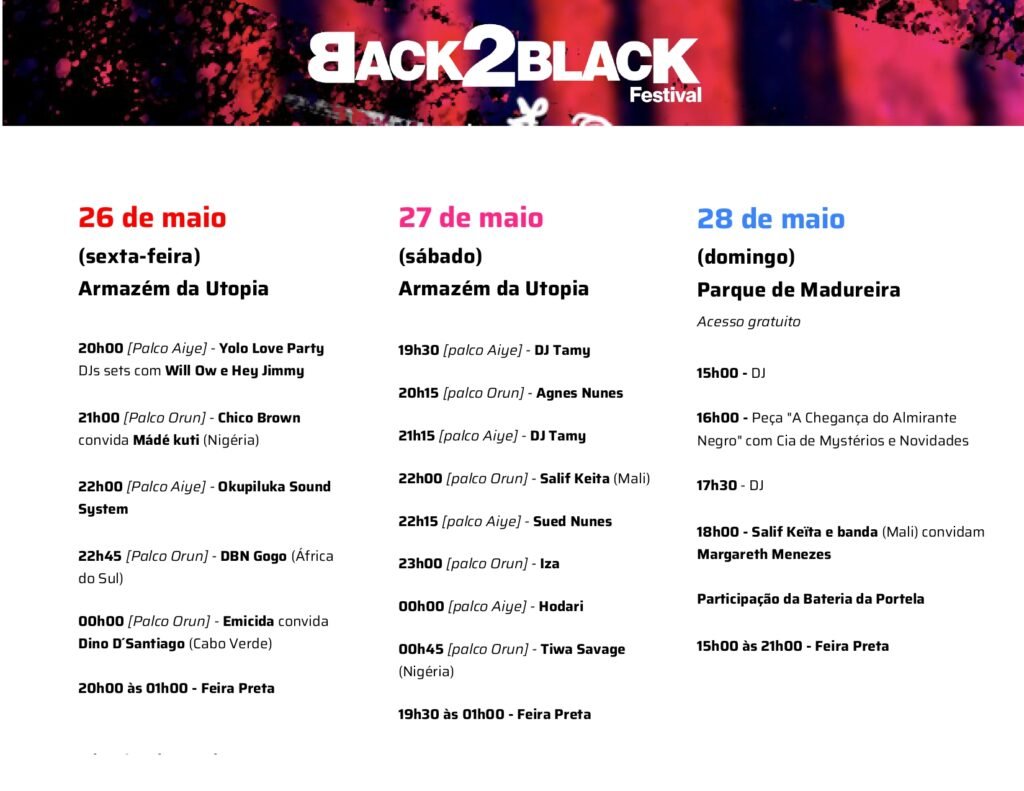 Já os dias 26, 27 e 28, são de shows que vão da Zona central à Zona Norte da cidade