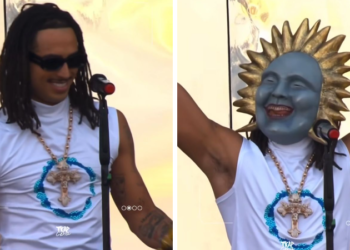 Rock in Rio: Matuê adota máscara de sol em homenagem à Sony Music